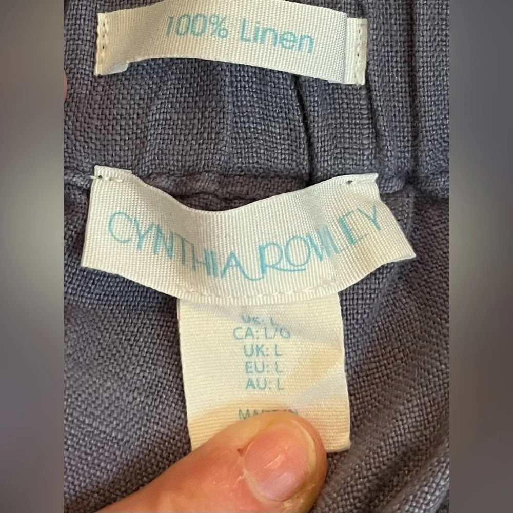 Cynthia Rowley blue 100% Linen Pants | Size L - Picture 5 of 7
